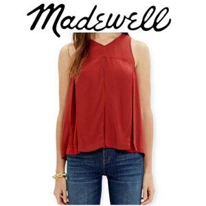 Madewell Sleeveless Cherry Red Rust Voluminous Viscose Trapeze Tank Size 2